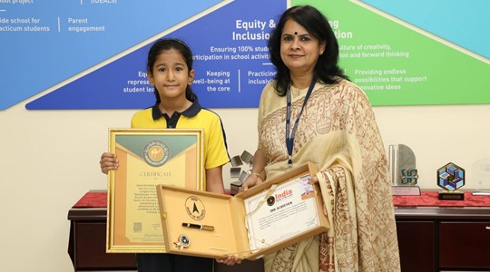 GEMS Sharjah Student Eva Fathima Basheer Honored with India Book of Records Award